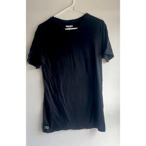 Lacoste Men's Regular Fit V-Neck Undershirt Black Size Small